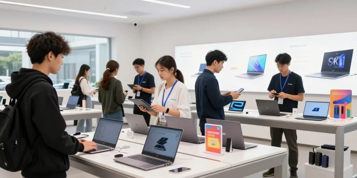 Explore top PC portable options at ulpressbureau.ma in a vibrant electronics showroom