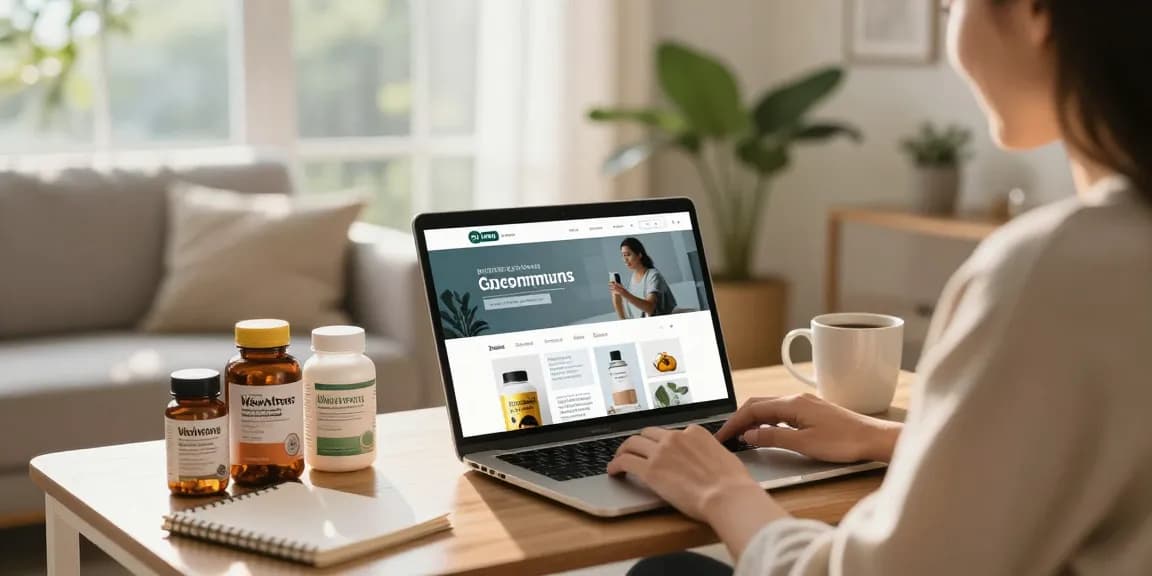Buy ketamine online while browsing in a cozy living room filled with wellness products.