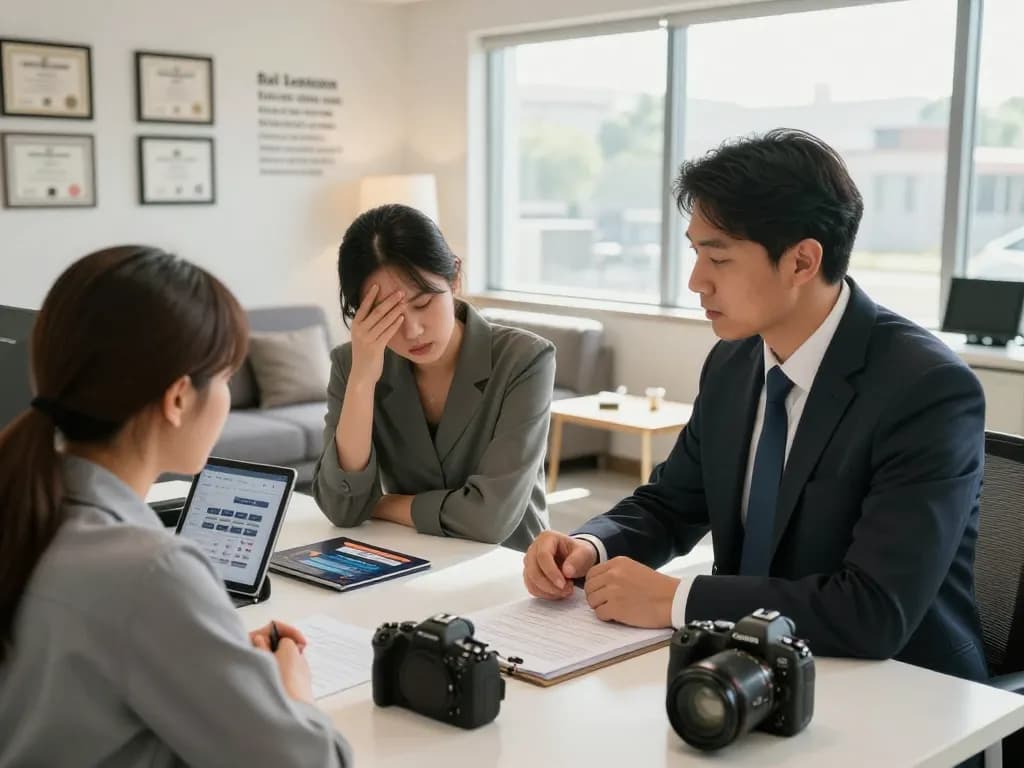 Bail bonds consultation in a professional office setting, depicting an agent helping a client understand bail bond options.