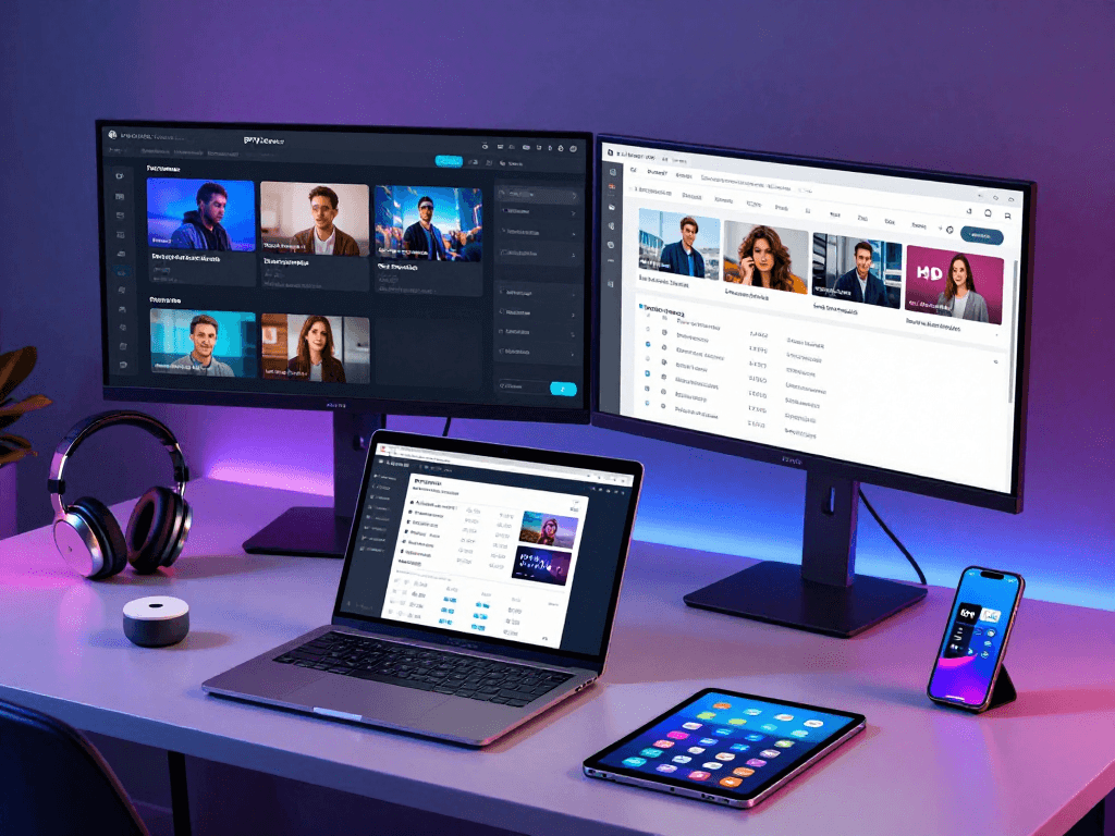 IPTV reseller control panel and analytics, showcasing advanced cloud technology and digital platforms for management and support.