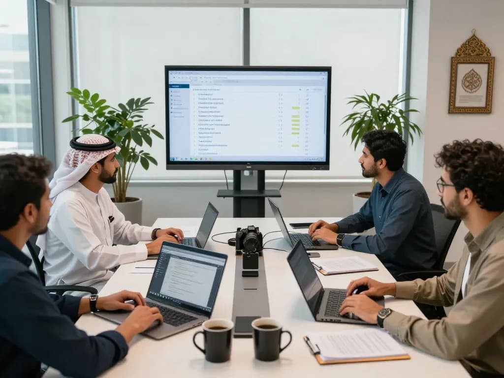 Arabic Translation Services team collaboration in a modern office setting.