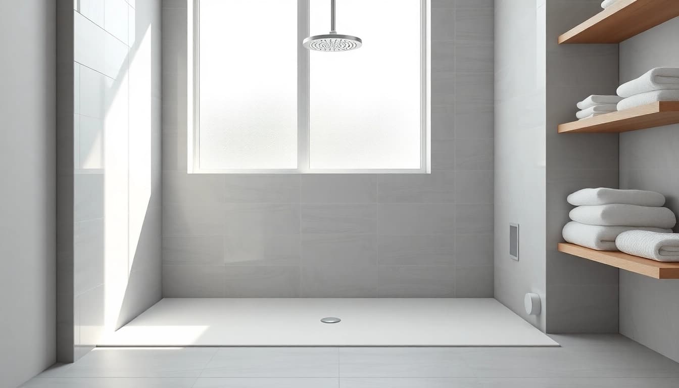 Showcase of elegant shower base shower emphasizing its stylish design and modern bathroom setting.