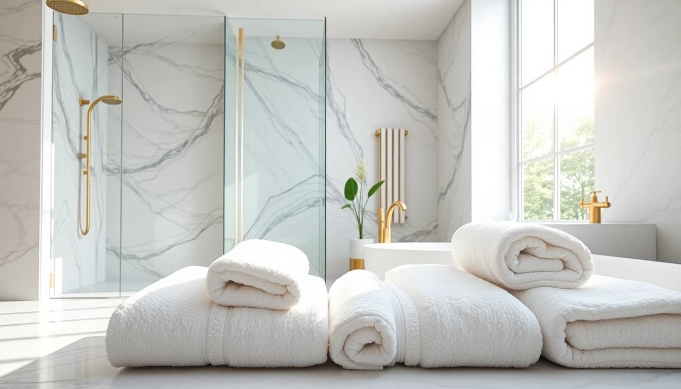 Experience elegant showers au with a luxurious bathroom showcasing a stylish shower and decor.