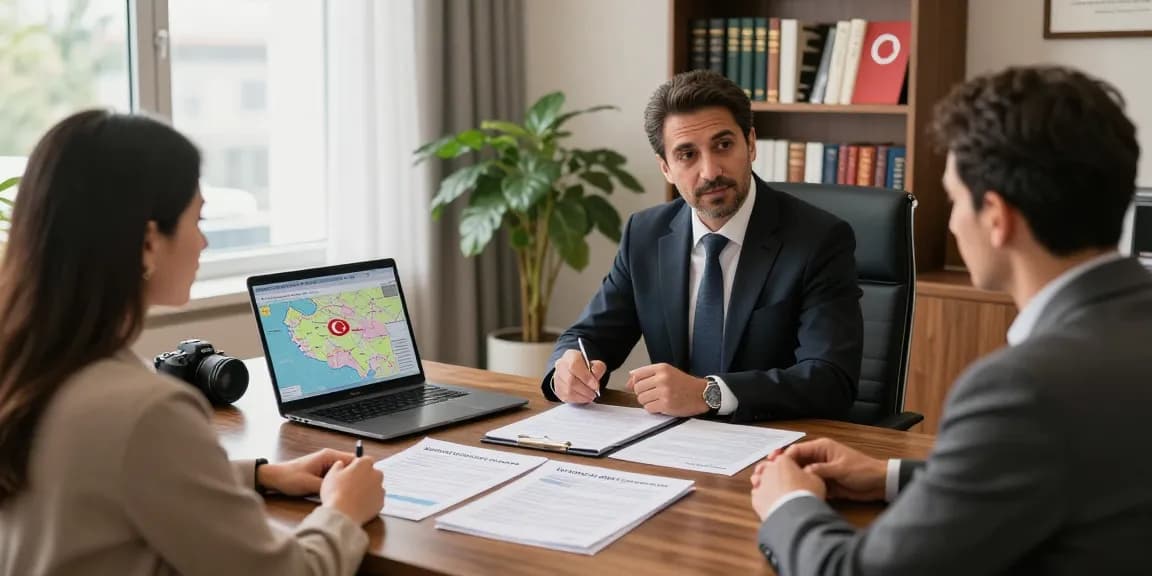 Consultation scene for Turkish Citizenship By Investment showing a lawyer with clients discussing legal options.