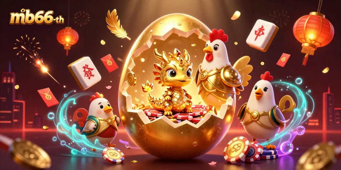 Hit the jackpot with mb66-th, featuring a golden dragon and poker chips!