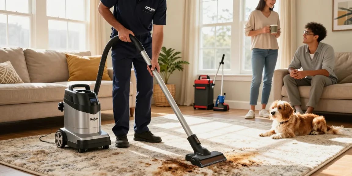 Professional carpet cleaning buffalo NY in a cozy home setting, showcasing advanced steam cleaning techniques.
