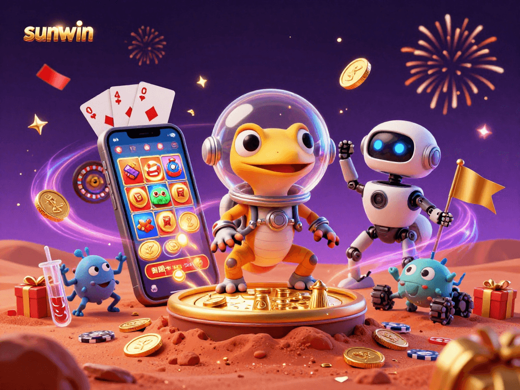 Engage with sunwin as a Martian gecko discovers a golden casino filled with vibrant gaming action.