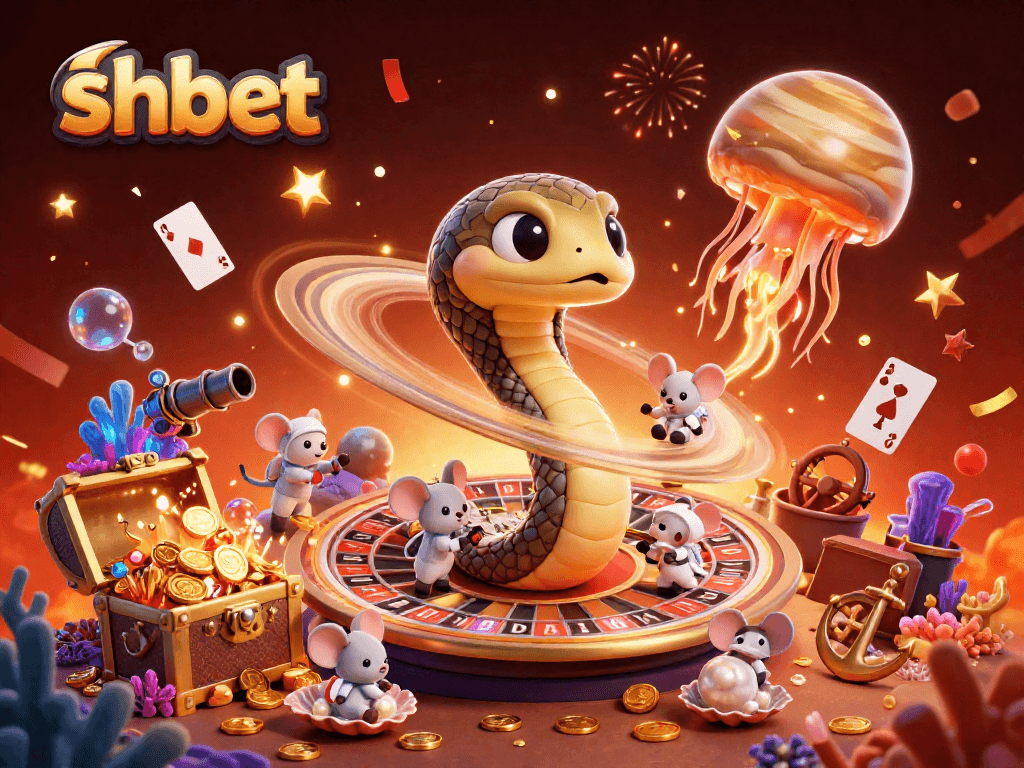 Spin the roulette wheel at shbet as tiny astronaut mice place bets in this vibrant cosmic casino.