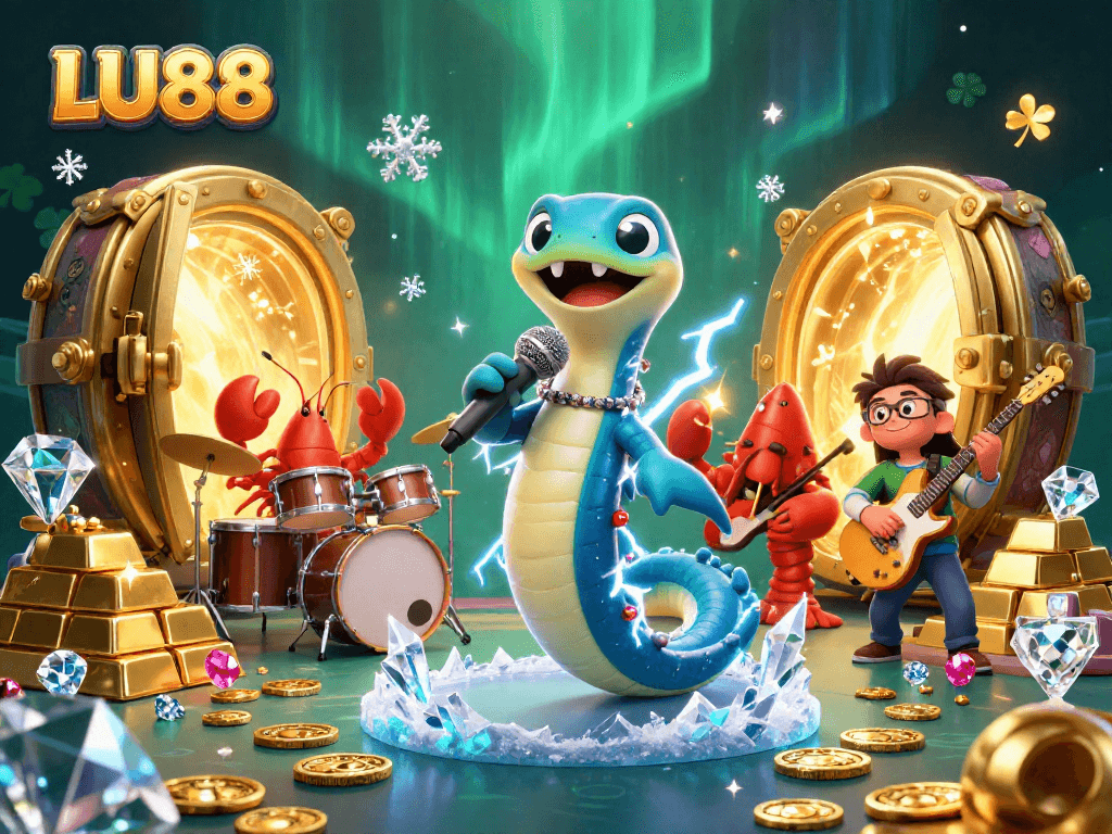 Experience the excitement of LU88 with vibrant casino characters and rich treasure visuals.