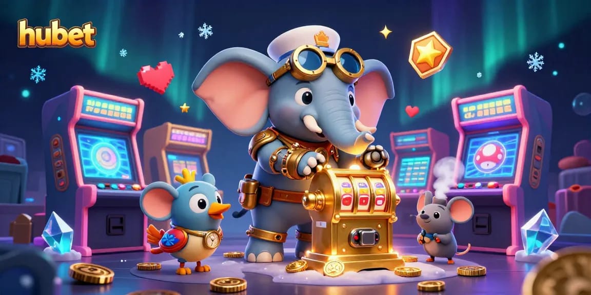Spin the vibrant hubet slots with a steampunk elephant engineer and animated gaming elements.