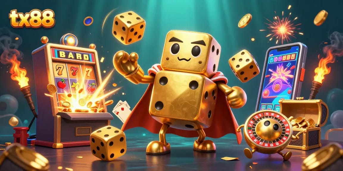 Engage with tx88's exciting casino experience featuring vibrant gaming elements and animated characters.
