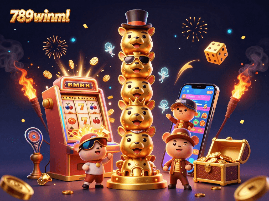 Experience festive luck with 789winml as spirits and gold explode from a dazzling casino illustration.