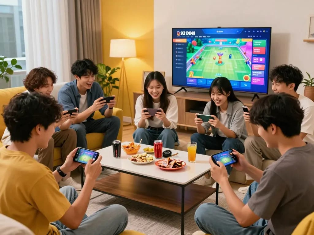 Engaged players enjoying the 92dadu game together, showcasing excitement in a lively gaming environment.