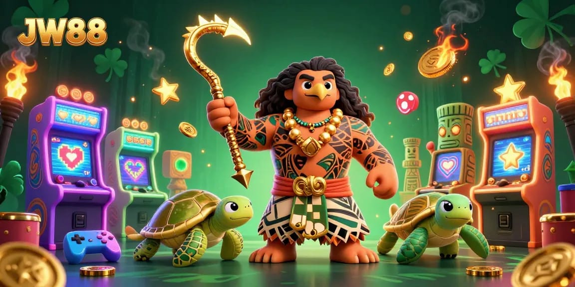 Experience thrilling wins at JW88 with vibrant casino elements and magical characters.