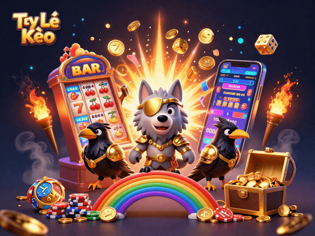 Tỷ Lệ Kèo showcases a 3D illustration with Odin and ravens amid vibrant casino elements