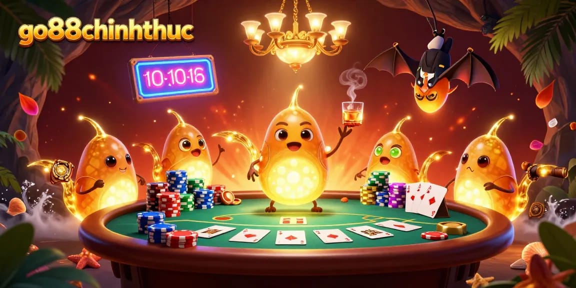 Experience the vibrant gameplay ambiance of go88chinhthuc with glowing glowworms lighting up a cave casino.