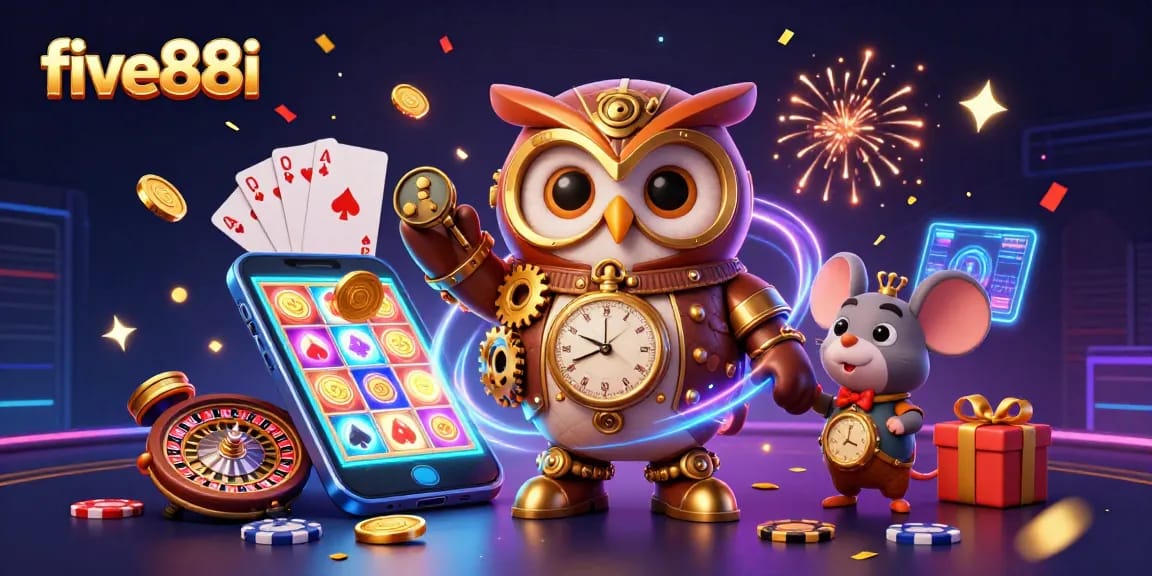 Experience dynamic gaming action with five88i in this colorful casino realm of vibrant characters.