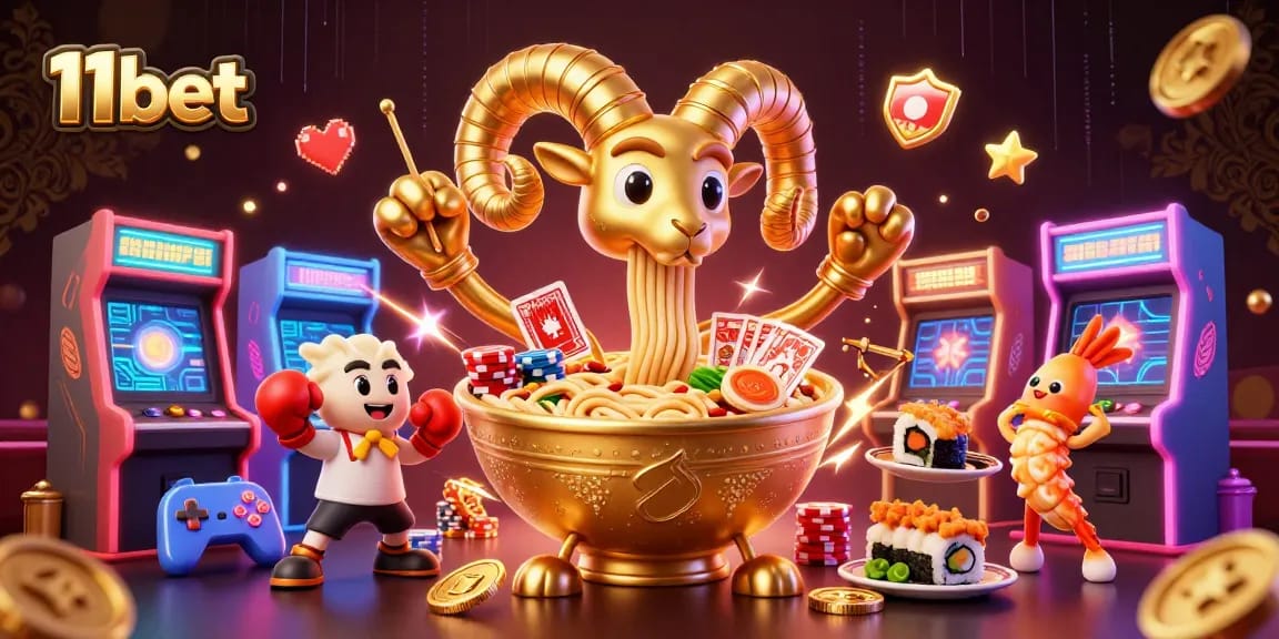 Engage in exhilarating games at 11bet with vibrant 3D casino elements and cartoon characters.