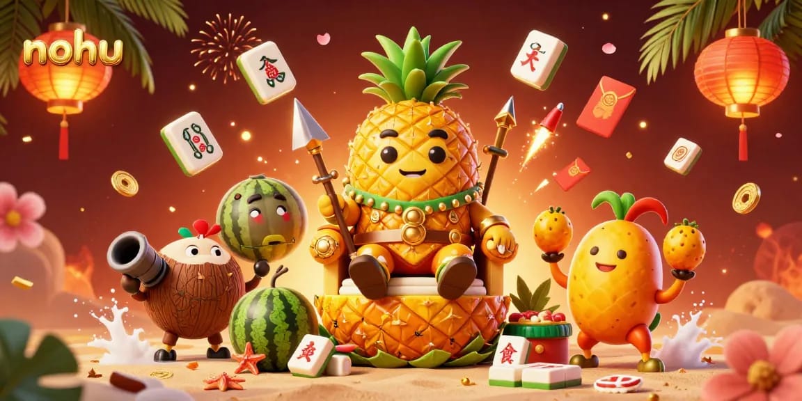 Experience nohu at its finest with a vibrant 3D casino scene featuring tropical characters and dynamic game elements.