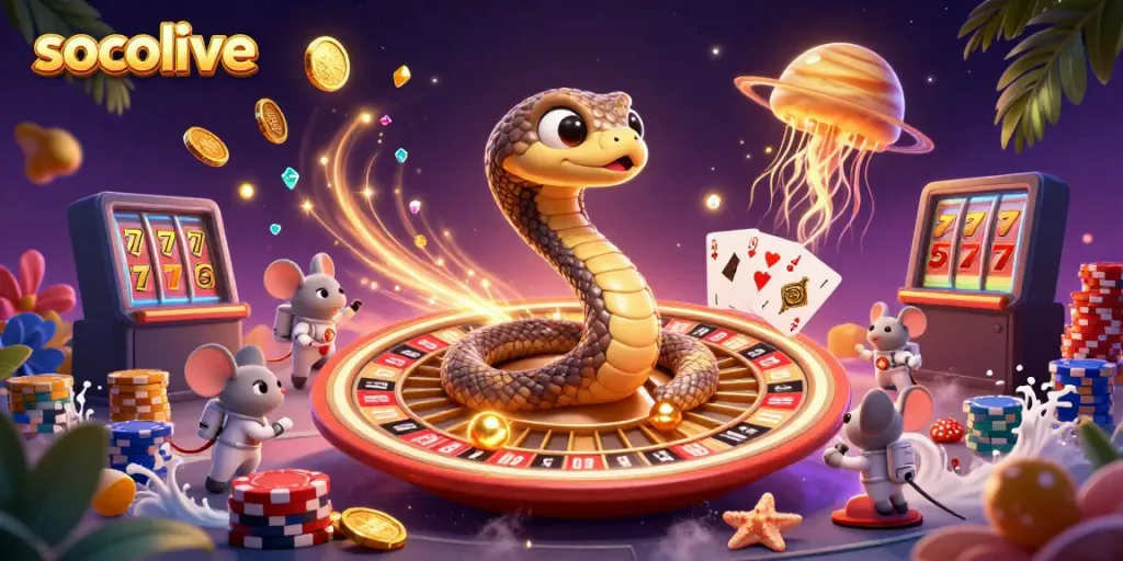 Experience the excitement of soccer betting with socolive, featuring a cosmic roulette scene and astronaut mice betting.