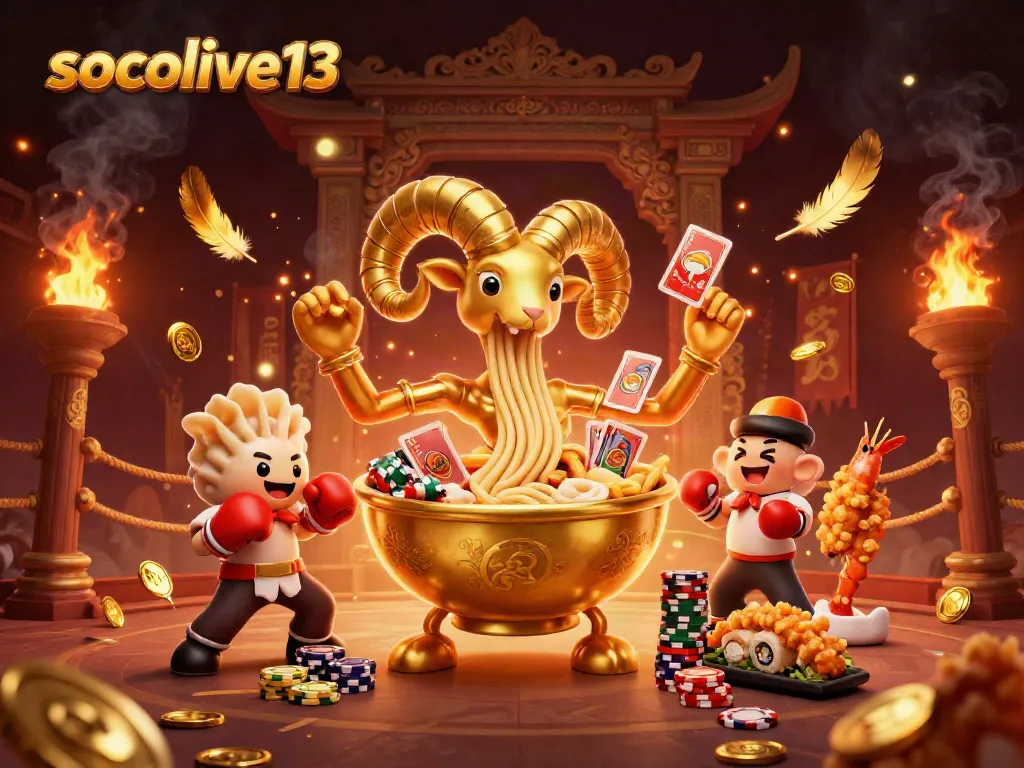 Socolive13 offers an engaging 3D scene of animated characters in a lively gambling atmosphere.