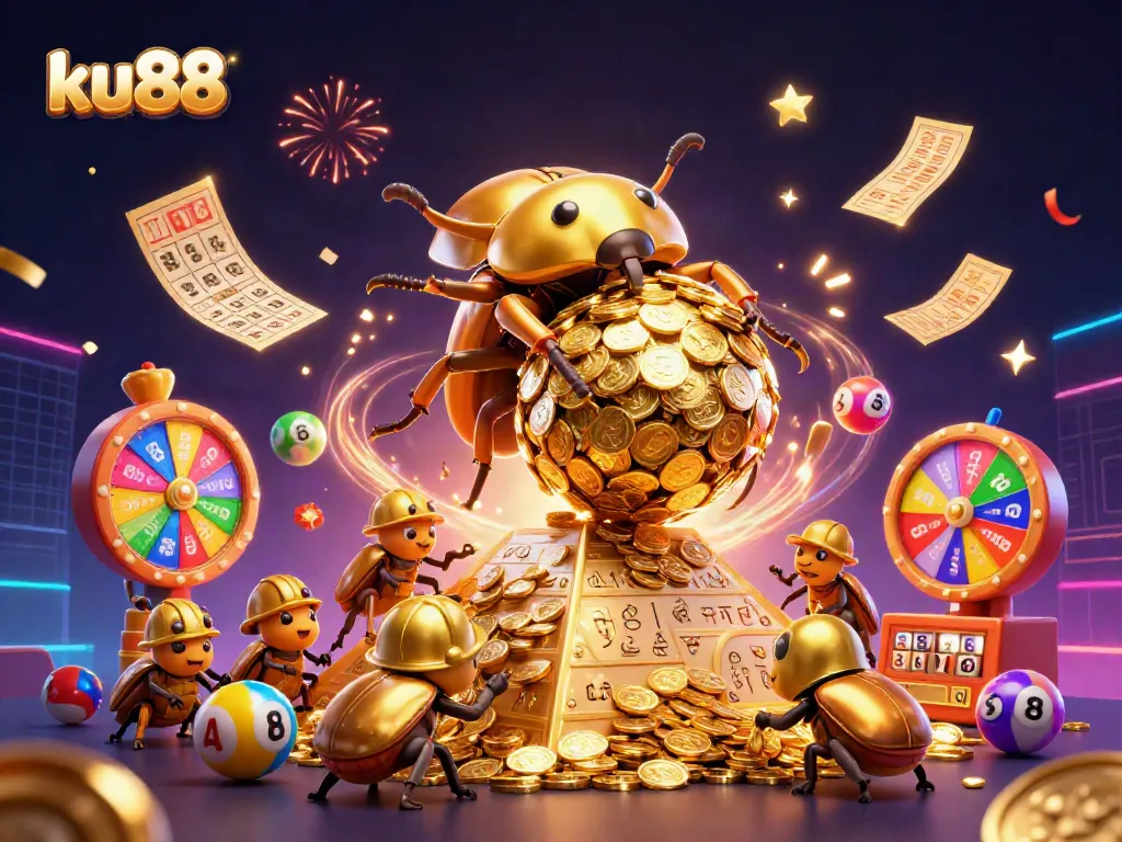 ku88 offers thrilling casino experiences with vibrant games and an energetic atmosphere represented in this dynamic illustration