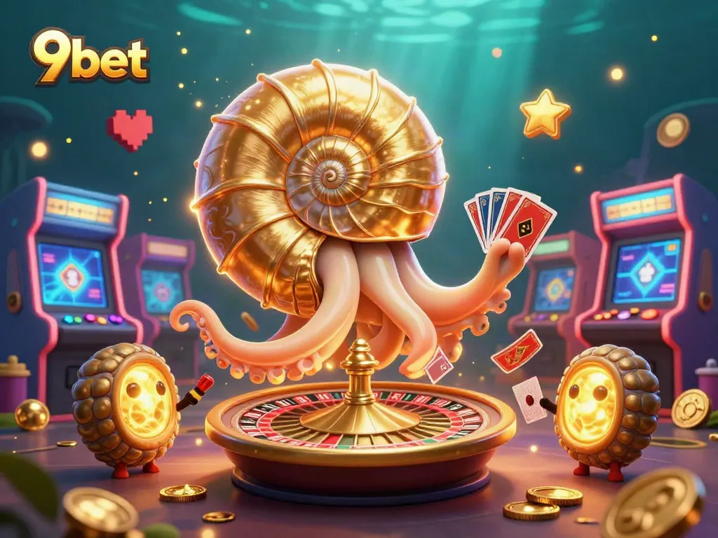 Players enjoy thrilling games and rewards at 9bet, featuring colorful designs and casino excitement.