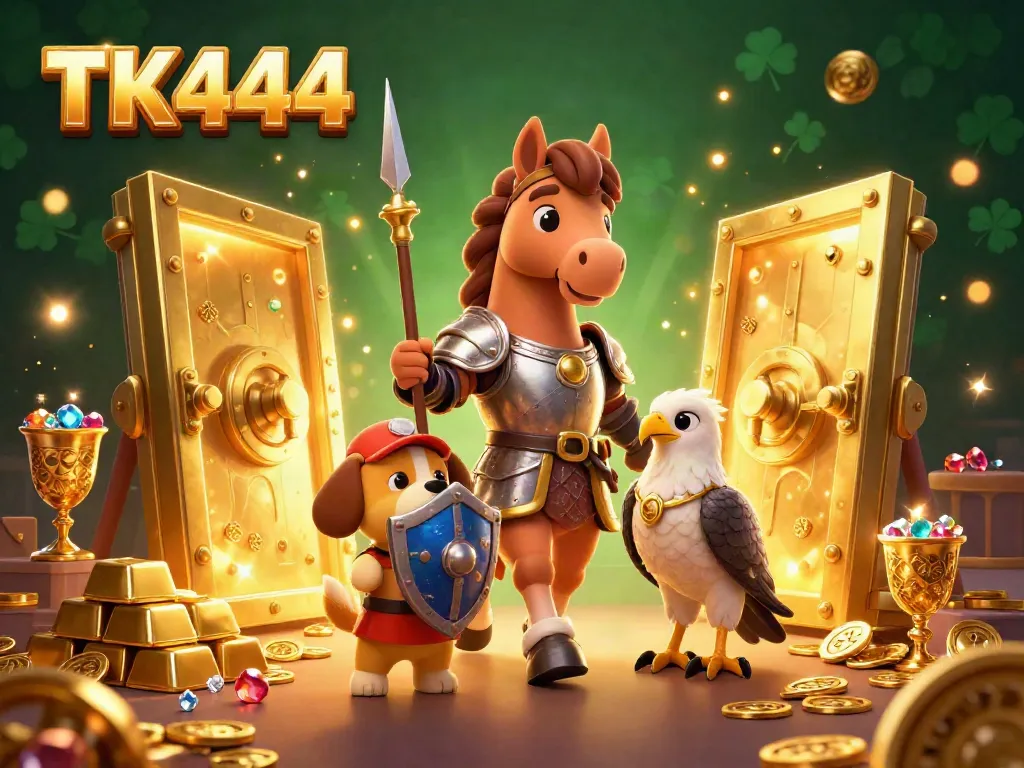 Experience the thrills of TK444's vibrant gaming atmosphere with knights, treasure, and excitement.