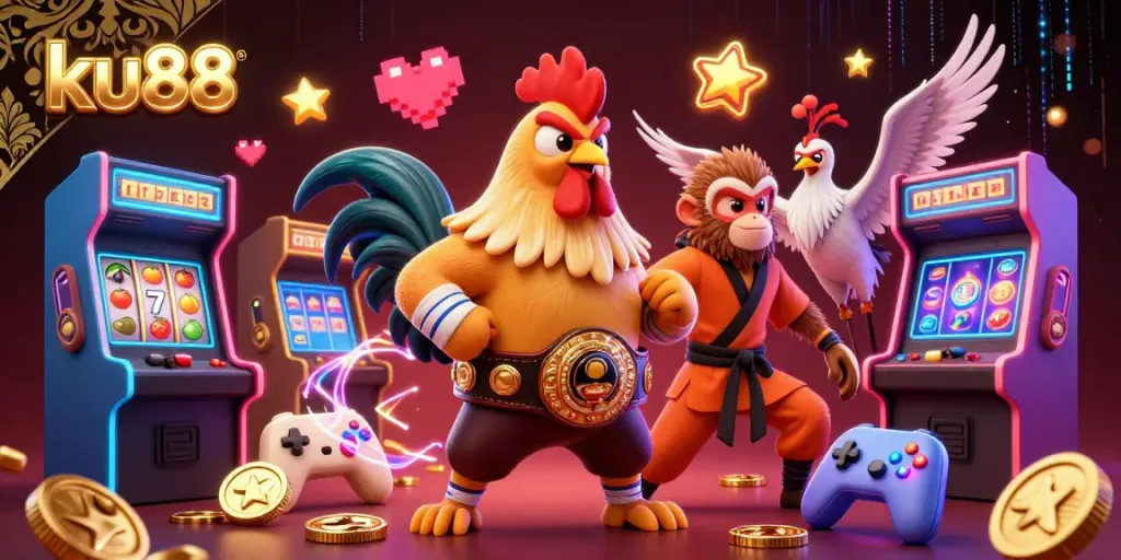 Engage in thrilling gameplay at ku88 with vibrant characters and casino-themed elements.