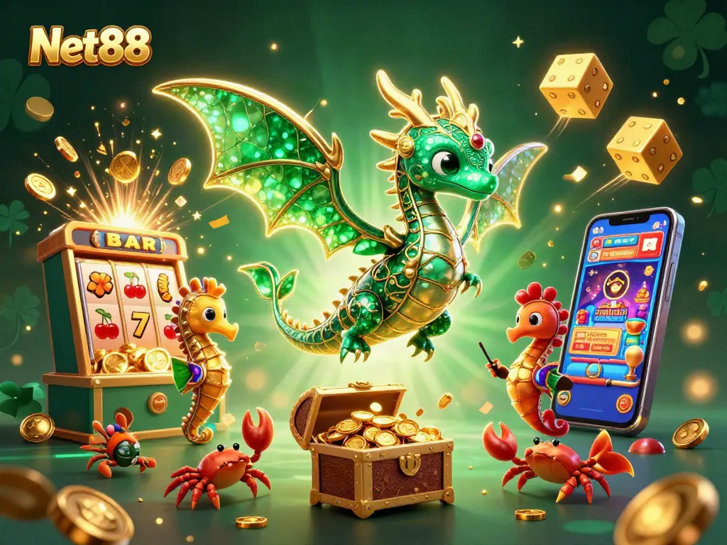 Experience the thrill of Net88's exciting casino adventure with vibrant characters and gameplay elements.