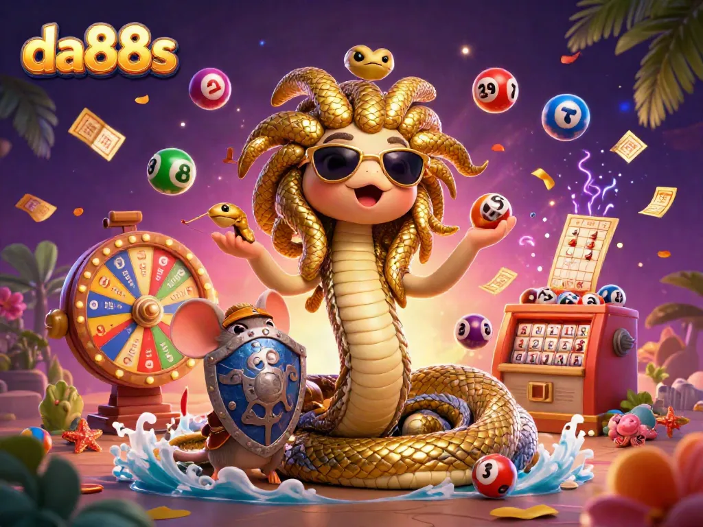 Experience gaming thrills with da88s in a vibrant, engaging lottery-themed scene.