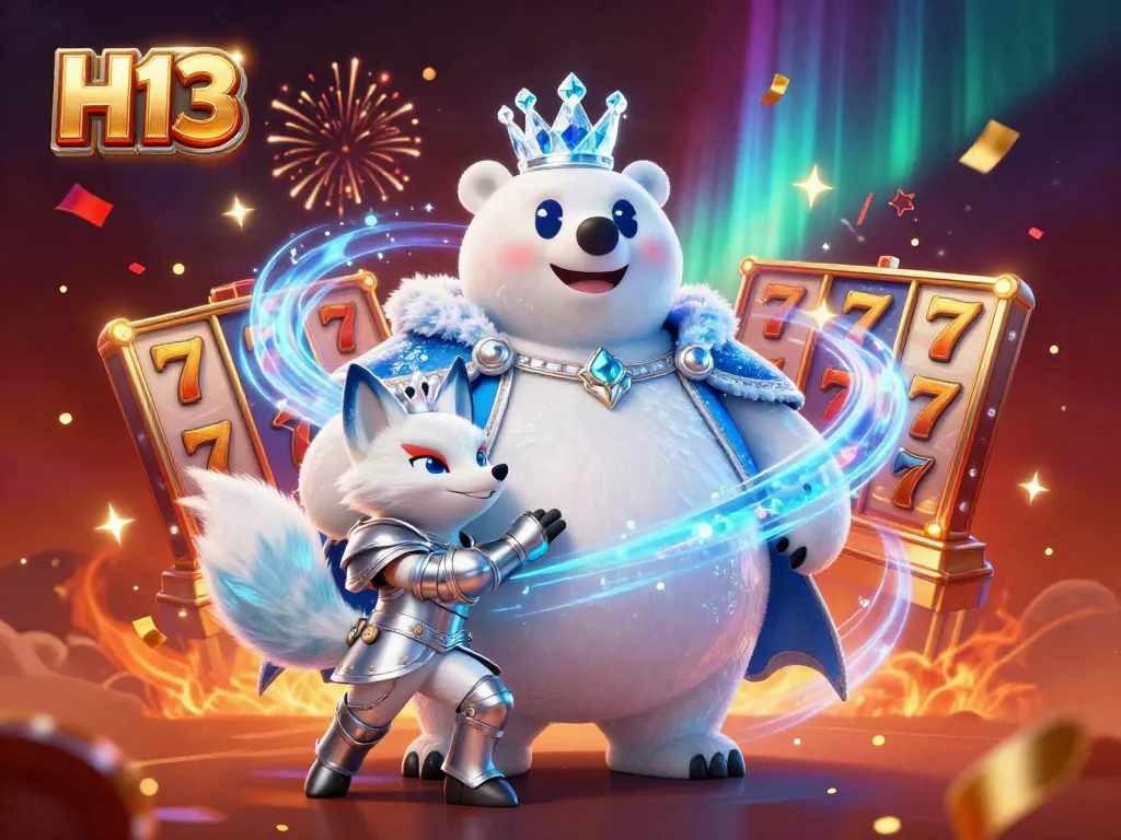 Experience the thrill of H13 gaming with vibrant characters and casino elements in a dynamic 3D scene.