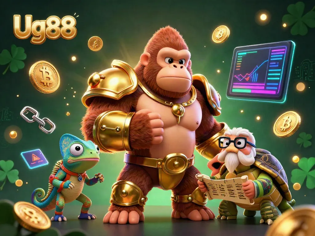 Engage with Ug88's exciting casino atmosphere while exploring vibrant characters and dazzling cryptocurrency elements.