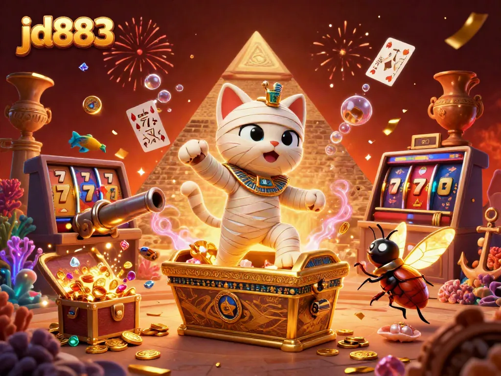 Experience the exciting casino atmosphere at jd883 with vibrant characters and action-packed gaming elements.