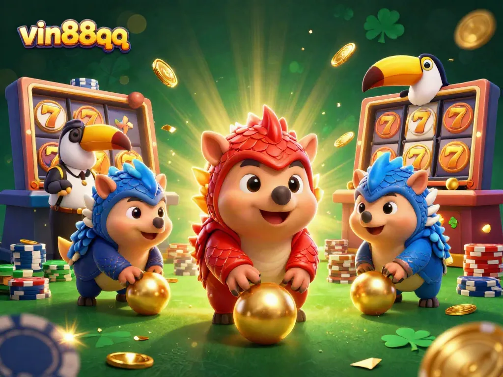 Play slots and win big with vin88qq as pangolins battle through piles of poker chips.