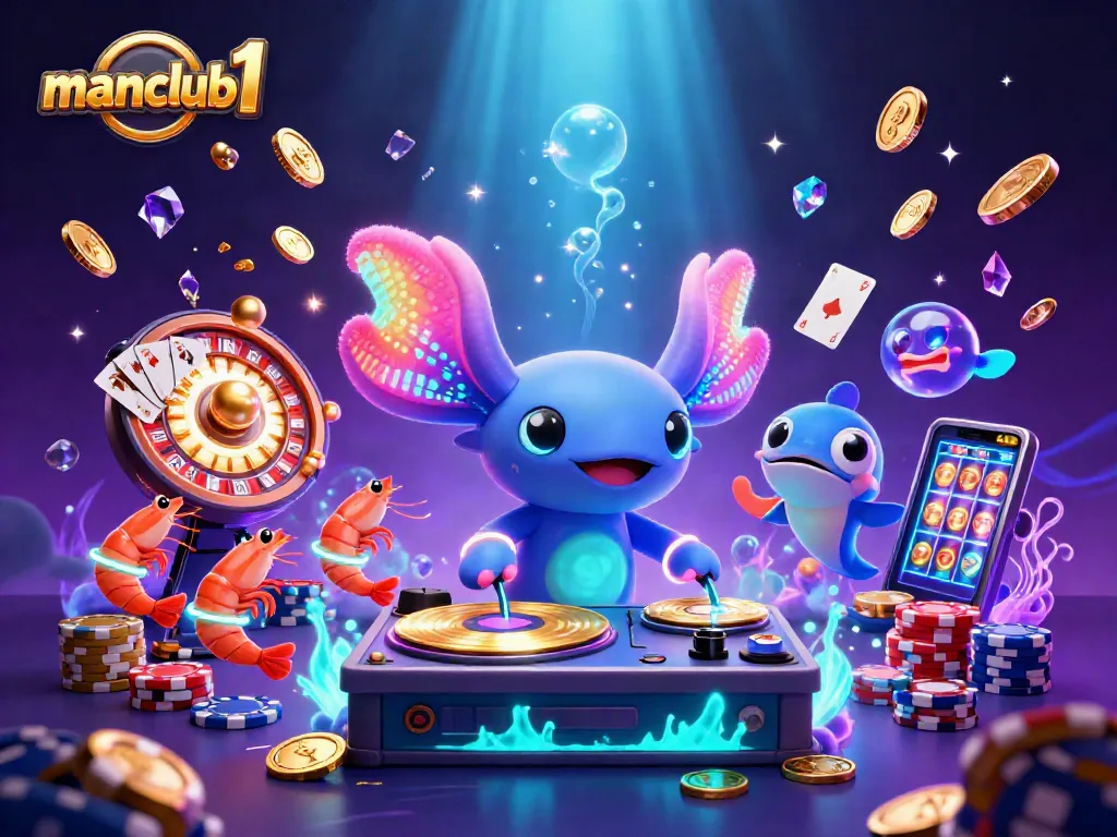 Experience excitement with manclub1 in a vibrant underwater casino scene, featuring lively characters and rich game elements.