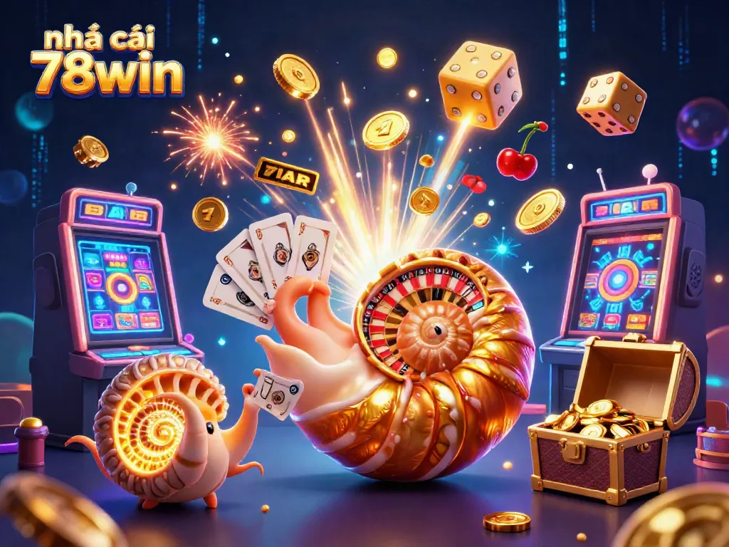 Experience thrilling action at nhà cái 78win with a vibrant 3D casino scene featuring unique game visuals.