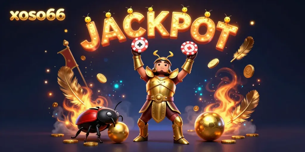 Engage with xoso66's thrilling gaming experience featuring a victorious beetle champion!