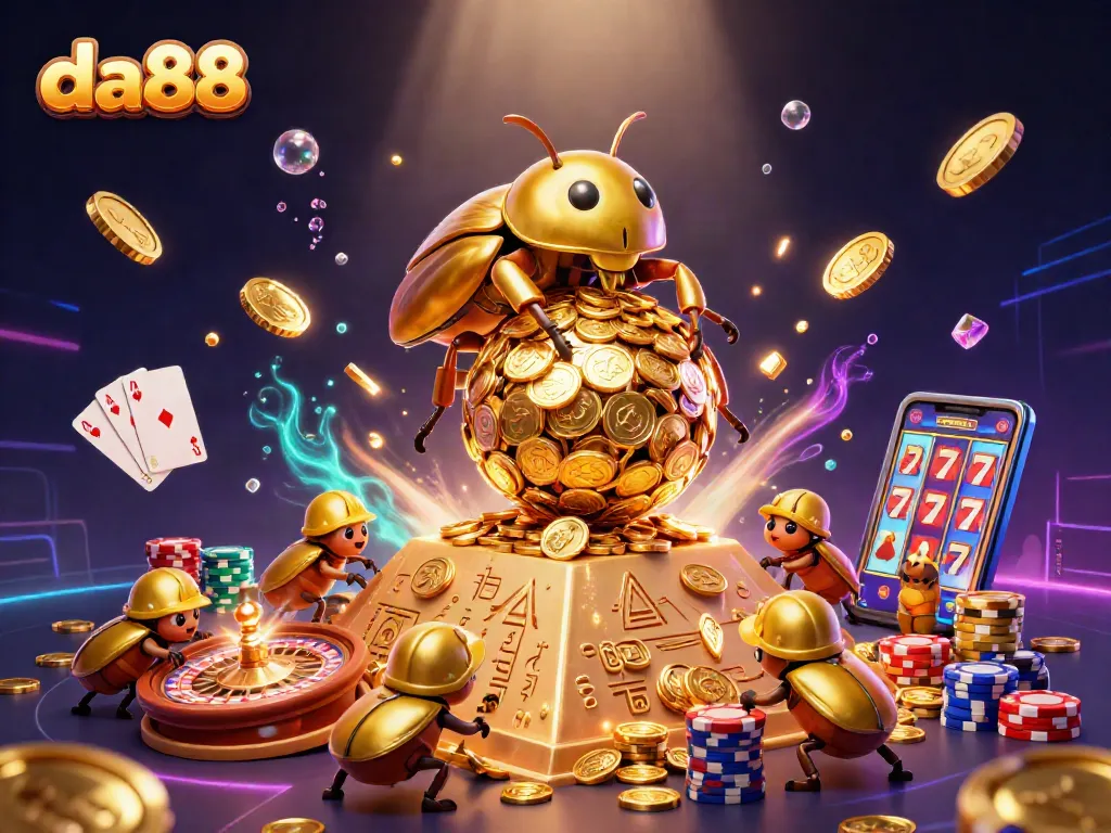 Engage with da88's vibrant casino ecosystem featuring golden coins and dynamic gameplay.
