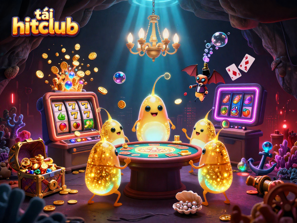 Experience tải hitclub with glowing glowworms illuminating a vibrant cave casino.