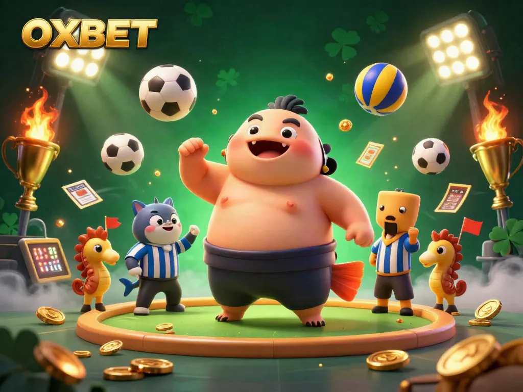 Experience the excitement of OXBET with 3D characters in a dynamic gambling scene.