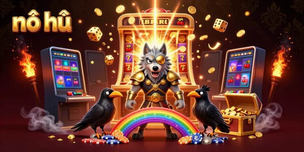 Engage in nổ hũ excitement with vibrant 3D casino characters amid a jackpot explosion.