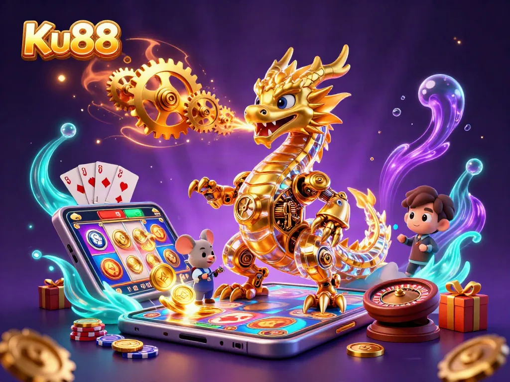 Engage in thrilling gameplay at Ku88, featuring a dragon and exciting casino elements.