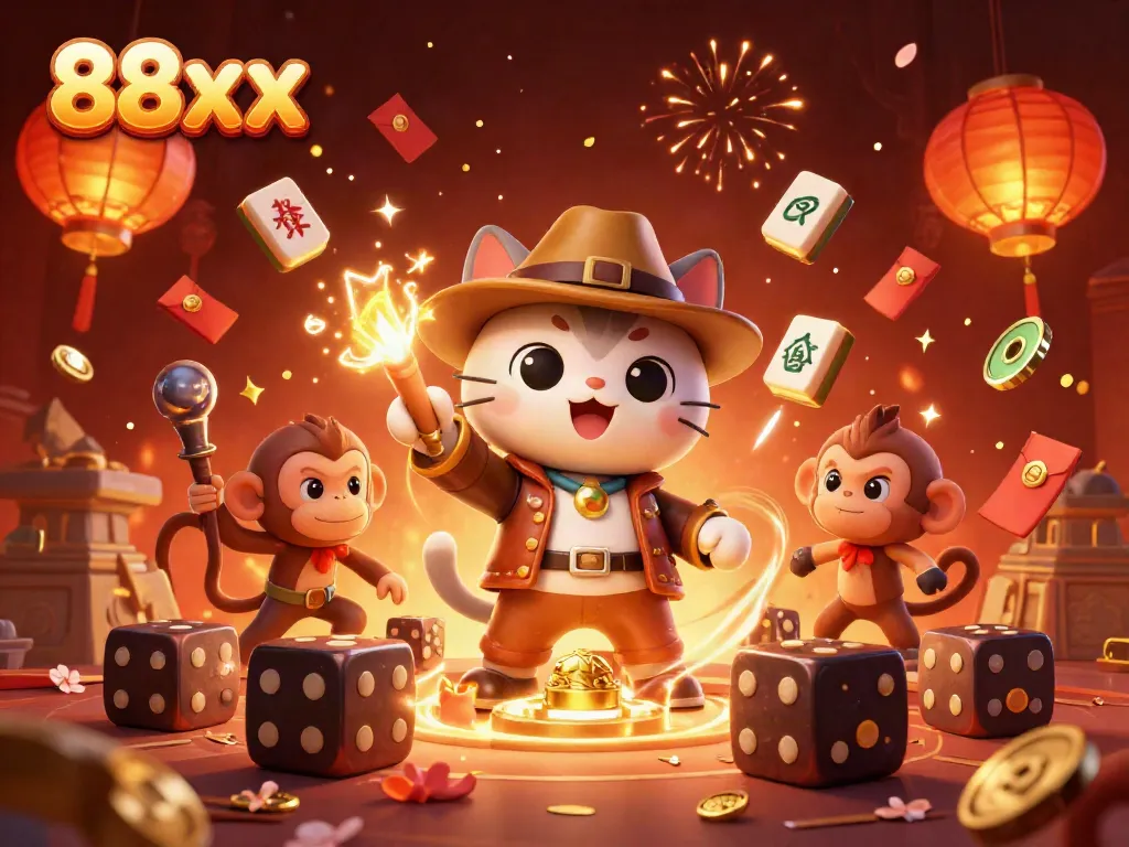 Explore thrilling adventures at 88xx with a cat archaeologist uncovering a golden casino artifact.