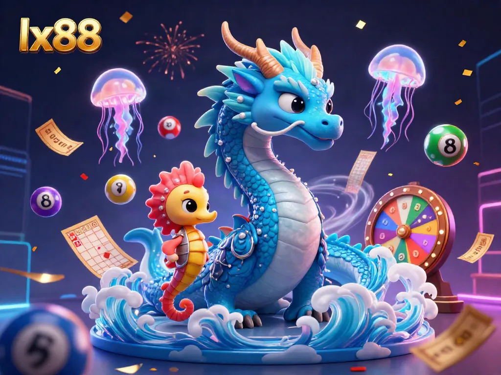 Spin and win with lx88 as glowing jellyfish and a sea dragon navigate a vibrant casino atmosphere.