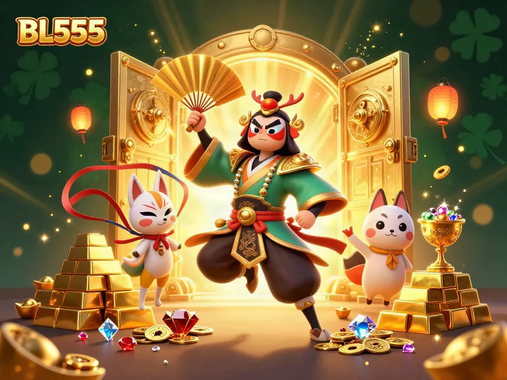 Experience the thrill of winning big at BL555 with enchanting characters in a vibrant casino setting.