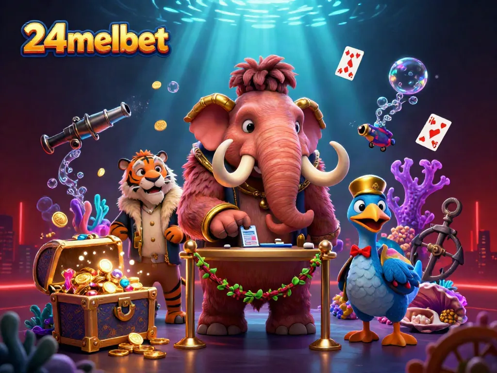 Experience the vibrant and dynamic casino world of 24melbet with immersive characters and treasures.