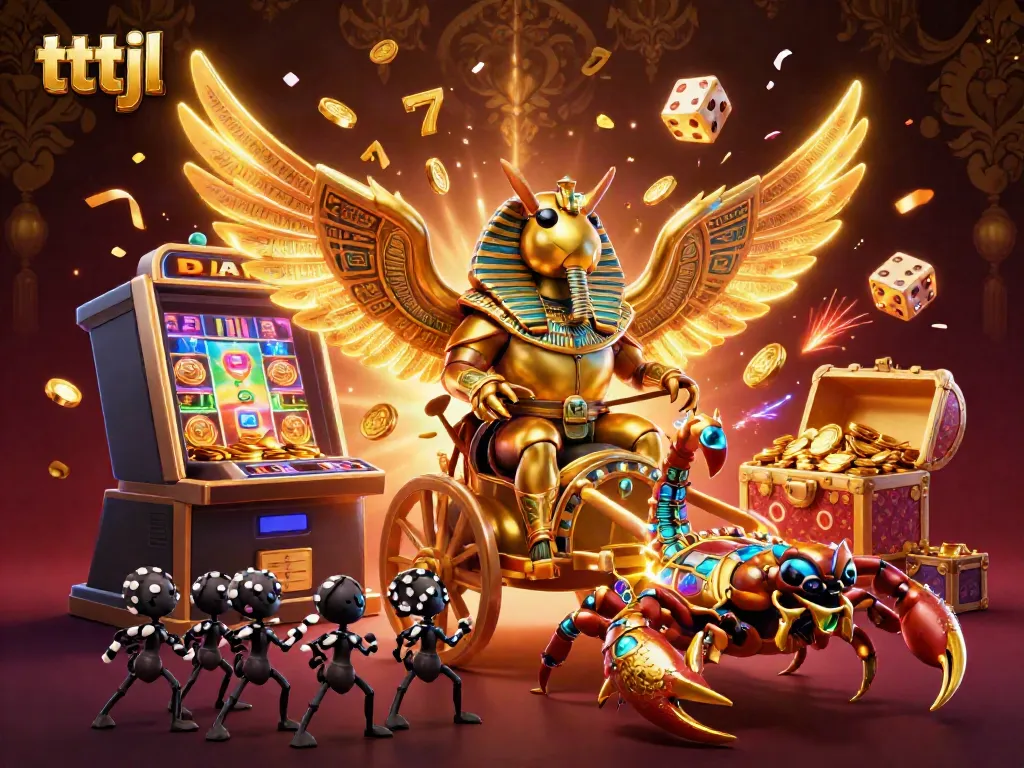 Explore the thrilling world of tttjl with a vibrant, 3D illustration featuring exciting casino elements.