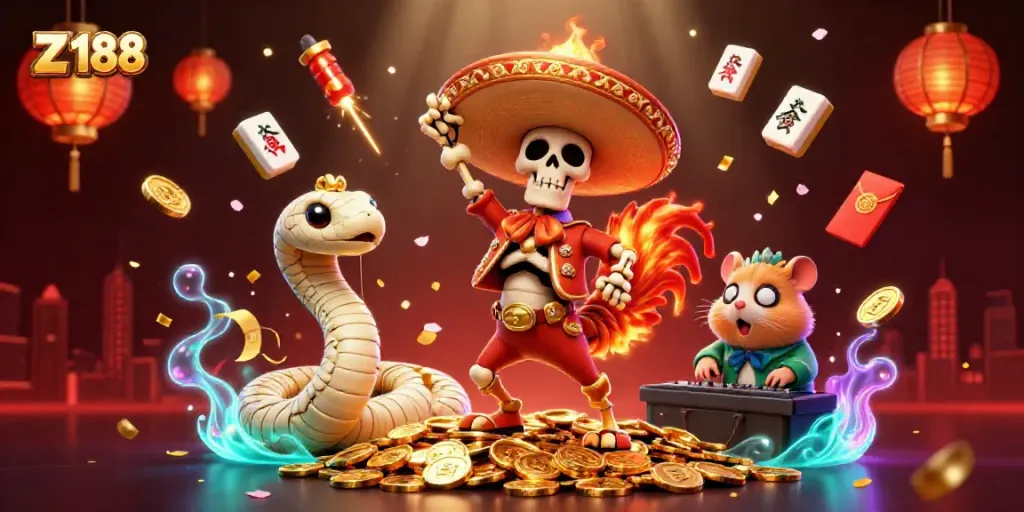 Engage with the vibrant Z 188 online casino featuring lively characters and dynamic gambling elements.