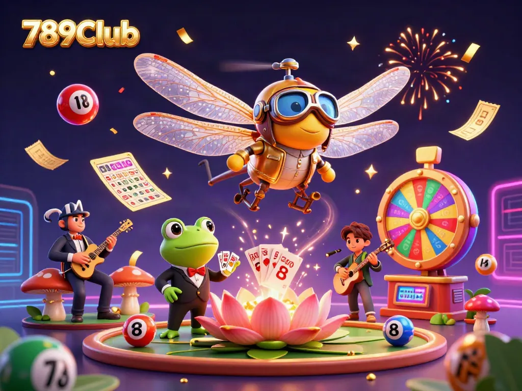 Experience the captivating gamescape of 789Club with vibrant characters, dazzling casino action, and dynamic elements.